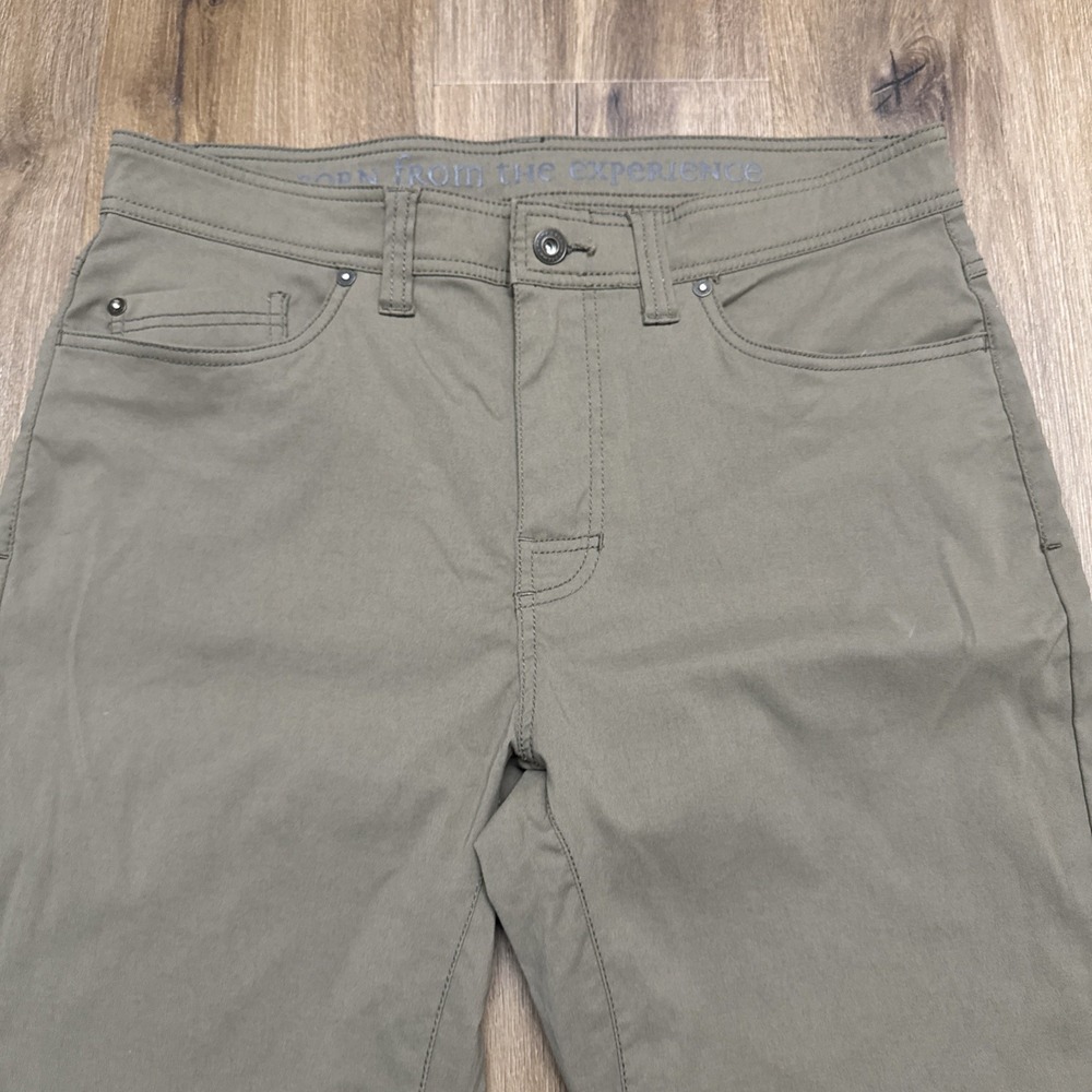 PrAna Brion Pants Men's 34x29 Straight‎ Nylon Blend Stretch Slim Fit Brown Green - Picture 2 of 11